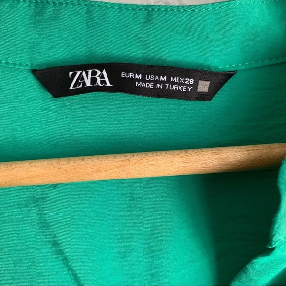 Zara Blouse Dress Green Sz Medium - Picture 4 of 5